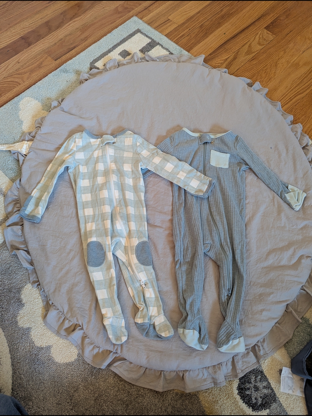 cloud island Blue One-Piece Footies, Zipper Pajamas 6-9 Month - Set of 2